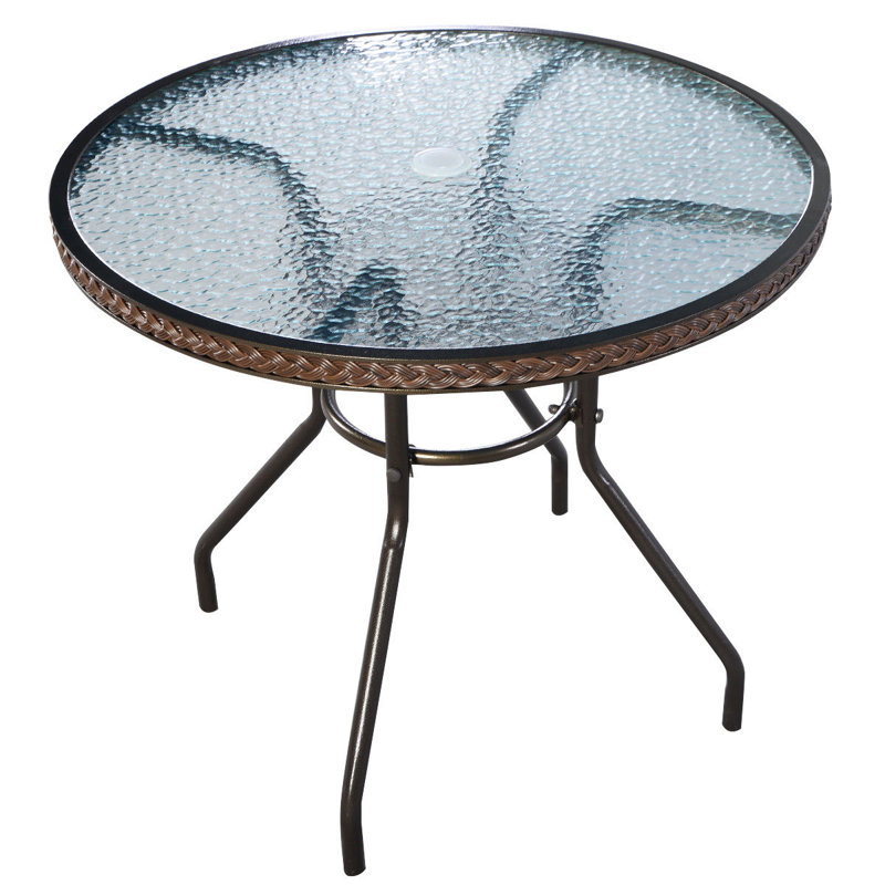 Comfrey Round Metal Outdoor Bistro Table With Umbrella Hole , 31.5'' in. W 31.5'' in. D