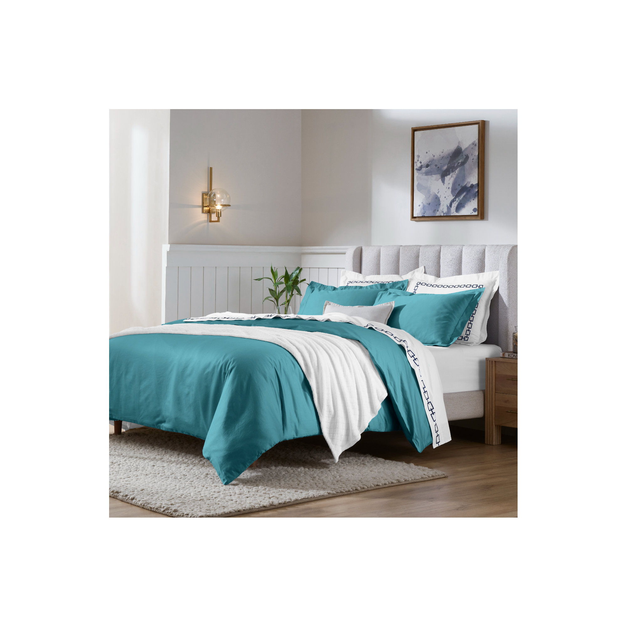 Cotton Duvet Cover Set, Caribbean, Full/Queen Duvet Cover + 2 Pillow Sham