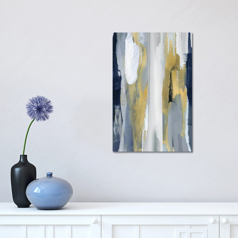 Converge Blue And Gold I by Jackie Hanson - Wrapped Canvas Print, 30.48 cm H x 45.72 cm W