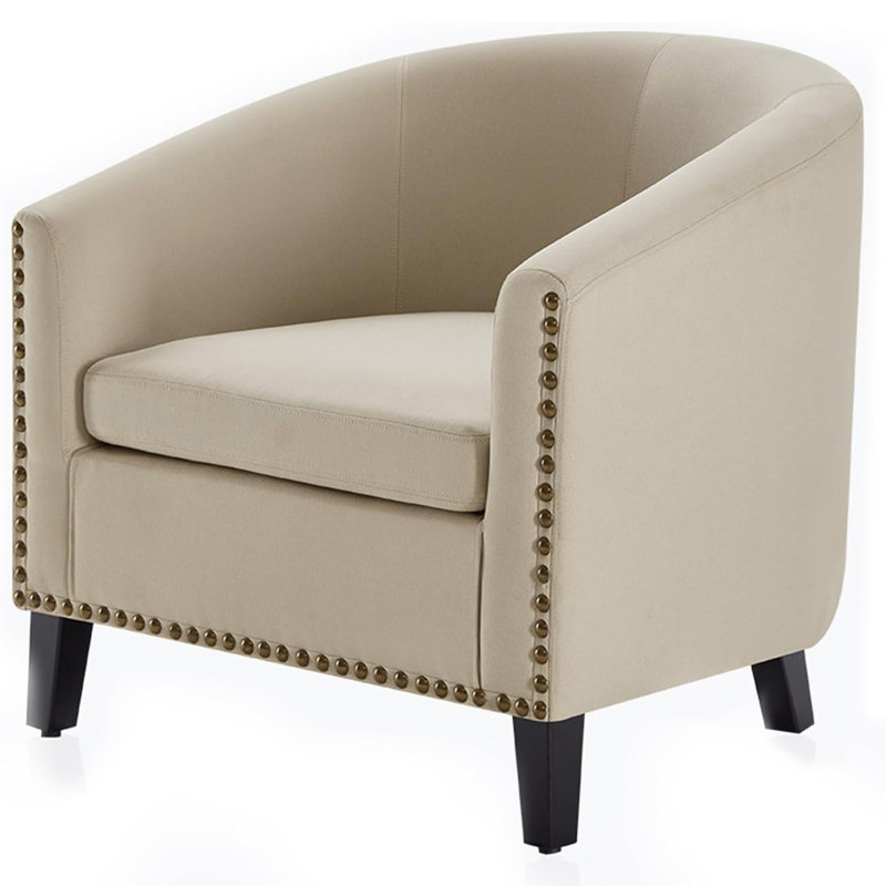 Fauteuil demi-tonneau de 28,74 po Cohmer, Lin beige