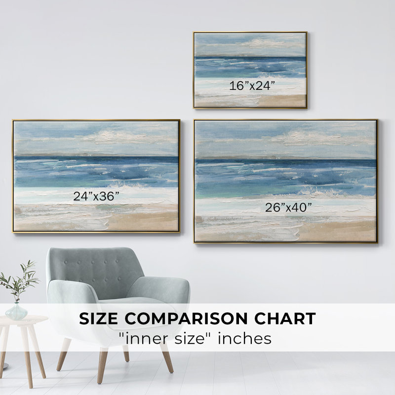 " Ocean Waves I ", 17" H x 25" W x 2" D, Gold Framed Canvas