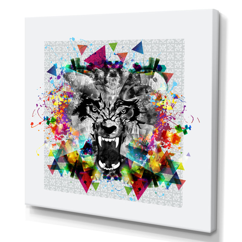 Motif de tigre coloré - peinture, H 30 po x l 30 po, Toile tendue