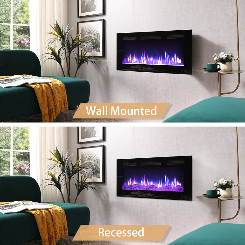 Carsten 60" 3-in-1 Electric Fireplace Insert with Adjustable Color Flames & Fire Cracking Sound