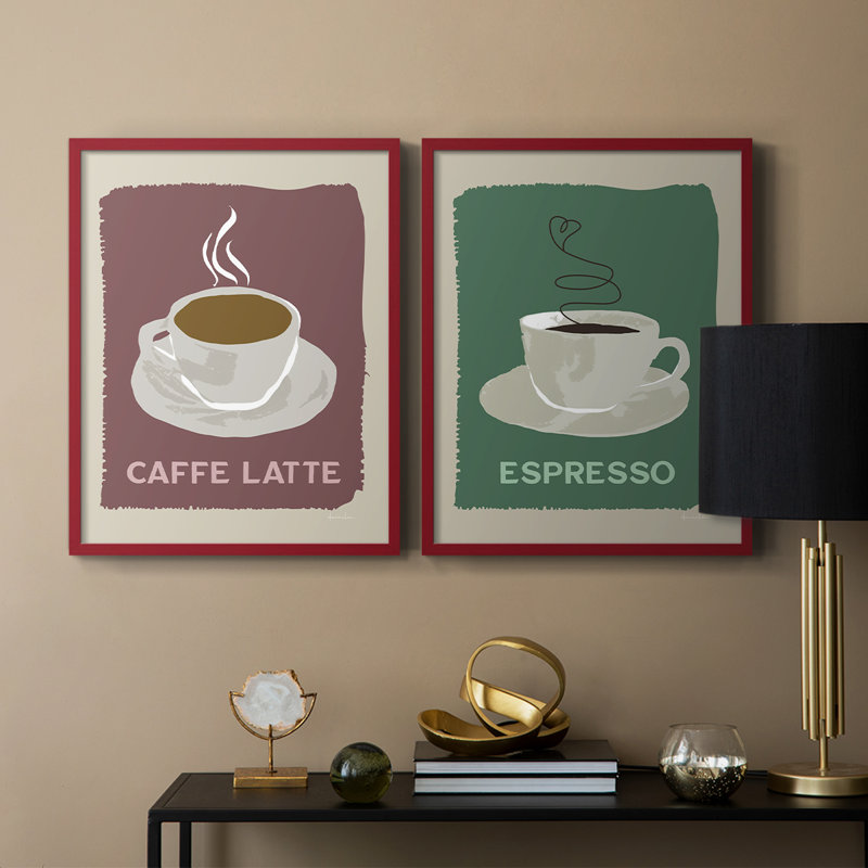 «Modern Coffee III», reproduction encadrée de qualité supérieure - prête à être accrochée - aucun clou requis - aucun clou requis