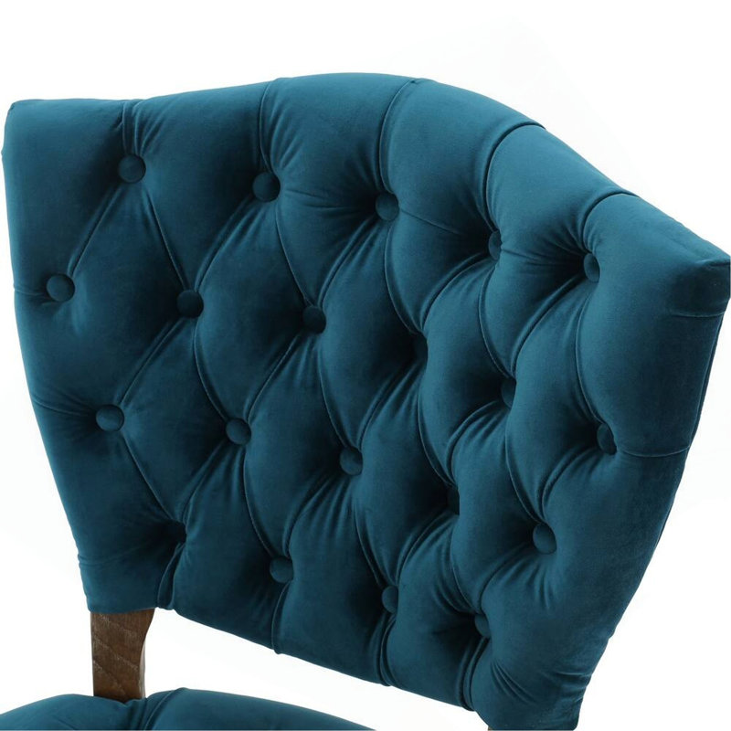 Chaise moderne capitonnée KD (ensemble de 2), Sarcelle, Brun