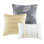 Courtepointe très grand / très grand avec imprimé jaune. Aquarelle rayée pour une chambre à coucher élégante. Microfibre douce et coussins décoratifs, très grand. Tranquille à imprimé paisible-124754851-124754849