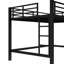 Grand lit mezzanine en métal noir avec garde-corps, double accès latéral et utilisation efficace de l'espace dans la construction de décor de chambre à coucher, échelles, convient pour un dortoir-300821996
