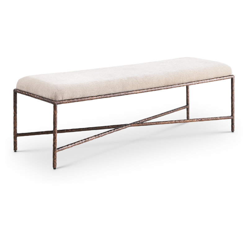Banc en tissu Iyania Chenille, Tissu chenille beige, Bronze