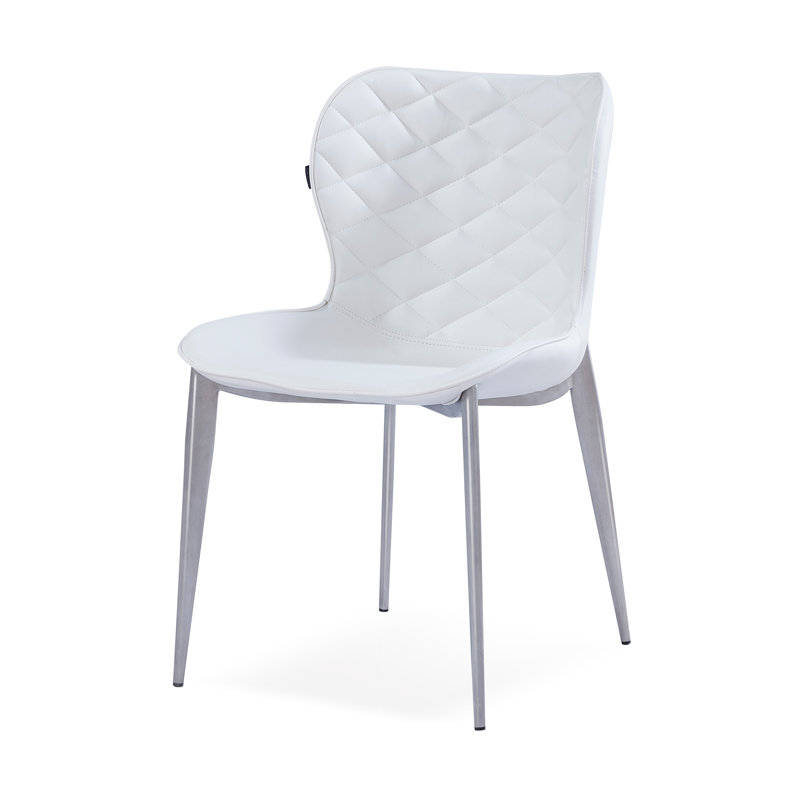 Chaise d'appoint rembourrée Stacia, Blanc, Acier inoxydable