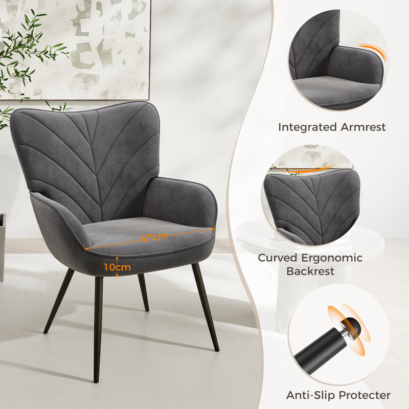 Velvet Armchair, Grey