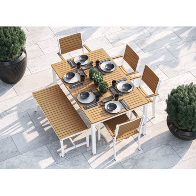 Ensemble repas d'extérieur rectangulaire en aluminium thermolaqué 63 po Travira