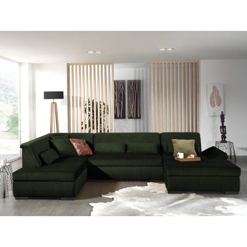 Vermont 7 Seater Large Corner Sofa, Left Hand Facing, Green