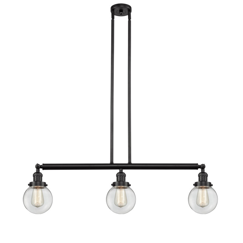 Clementina 3 - Light Kitchen Island Pendant, No Bulb Included, Clear, Oil Rubbed Bronze