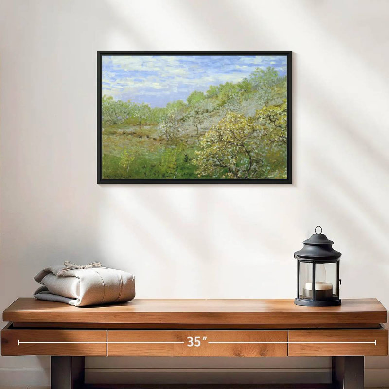 Pommiers en fleurs, 19 po x 13 po, Cadre flottant noir