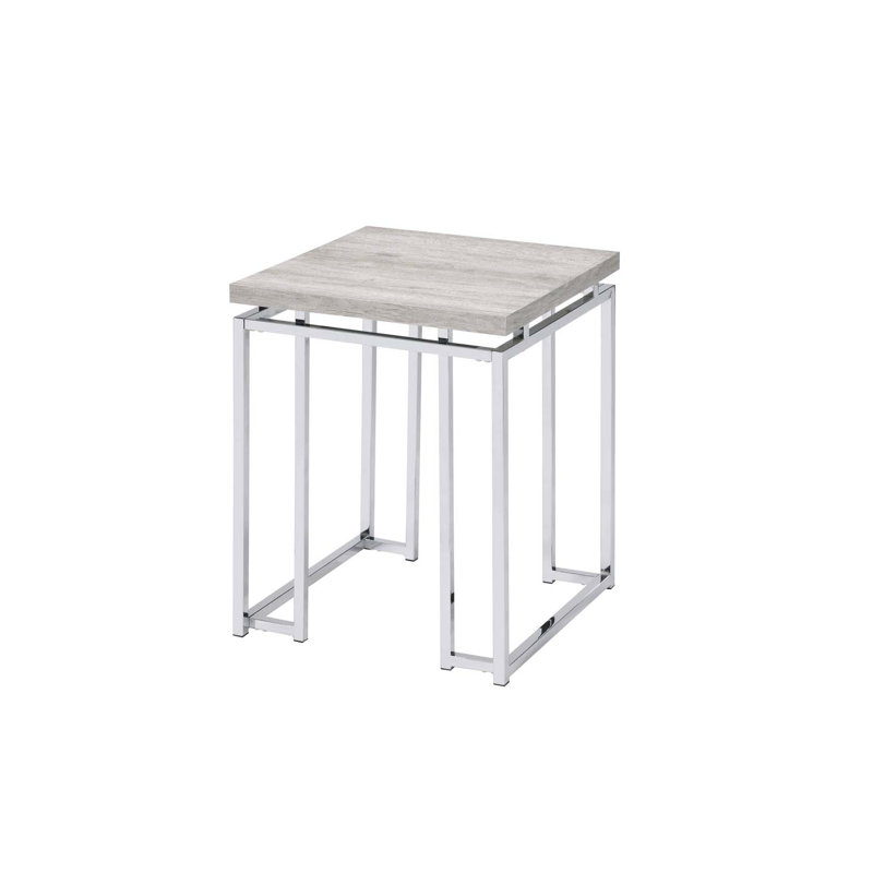 Natural Oak & Chrome Finish End Table