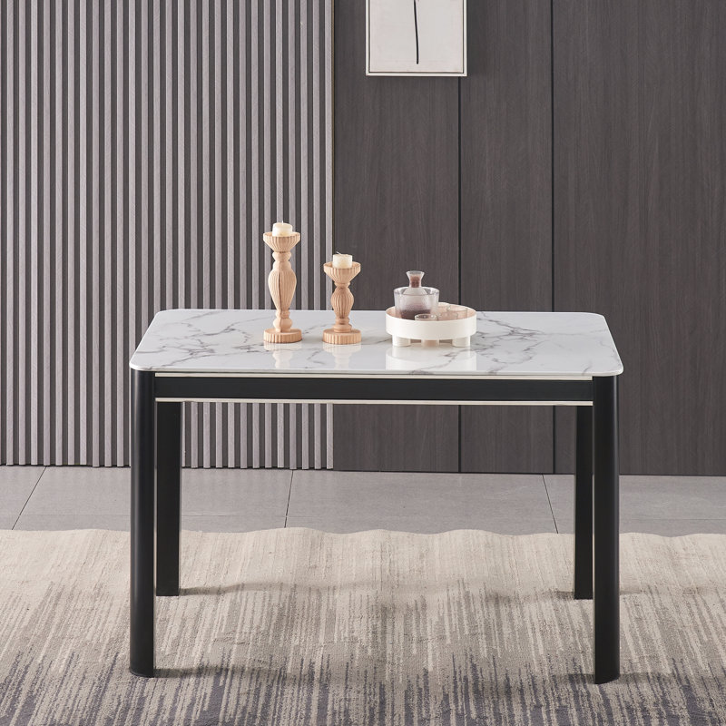 Naudya 4 - Person Dining Set, Black/Silver