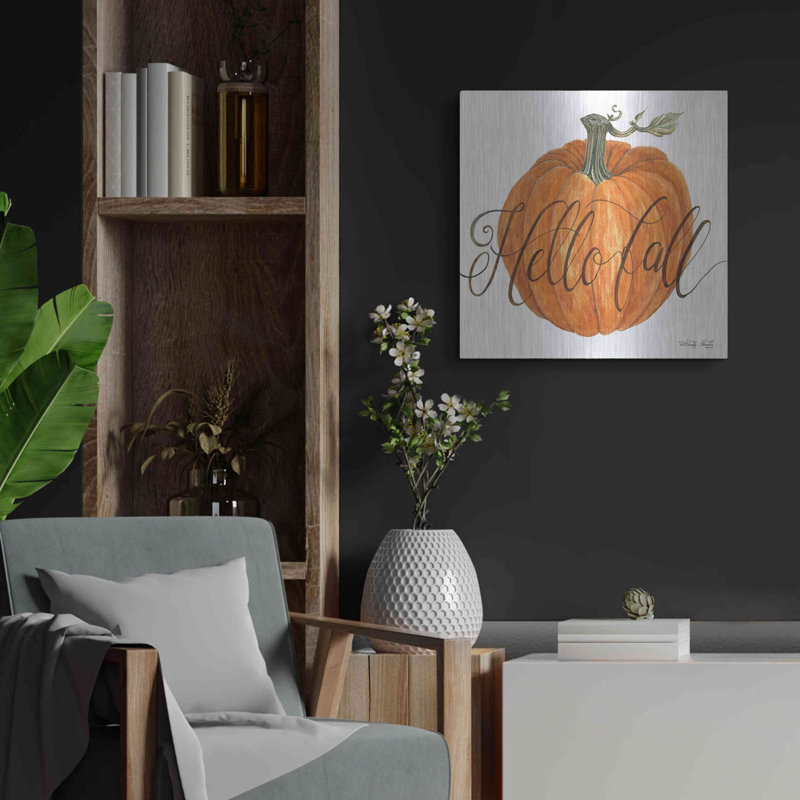 'Hello Fall Pumpkin' by Cindy Jacobs, Metal Wall Art, 24" H x 24" W