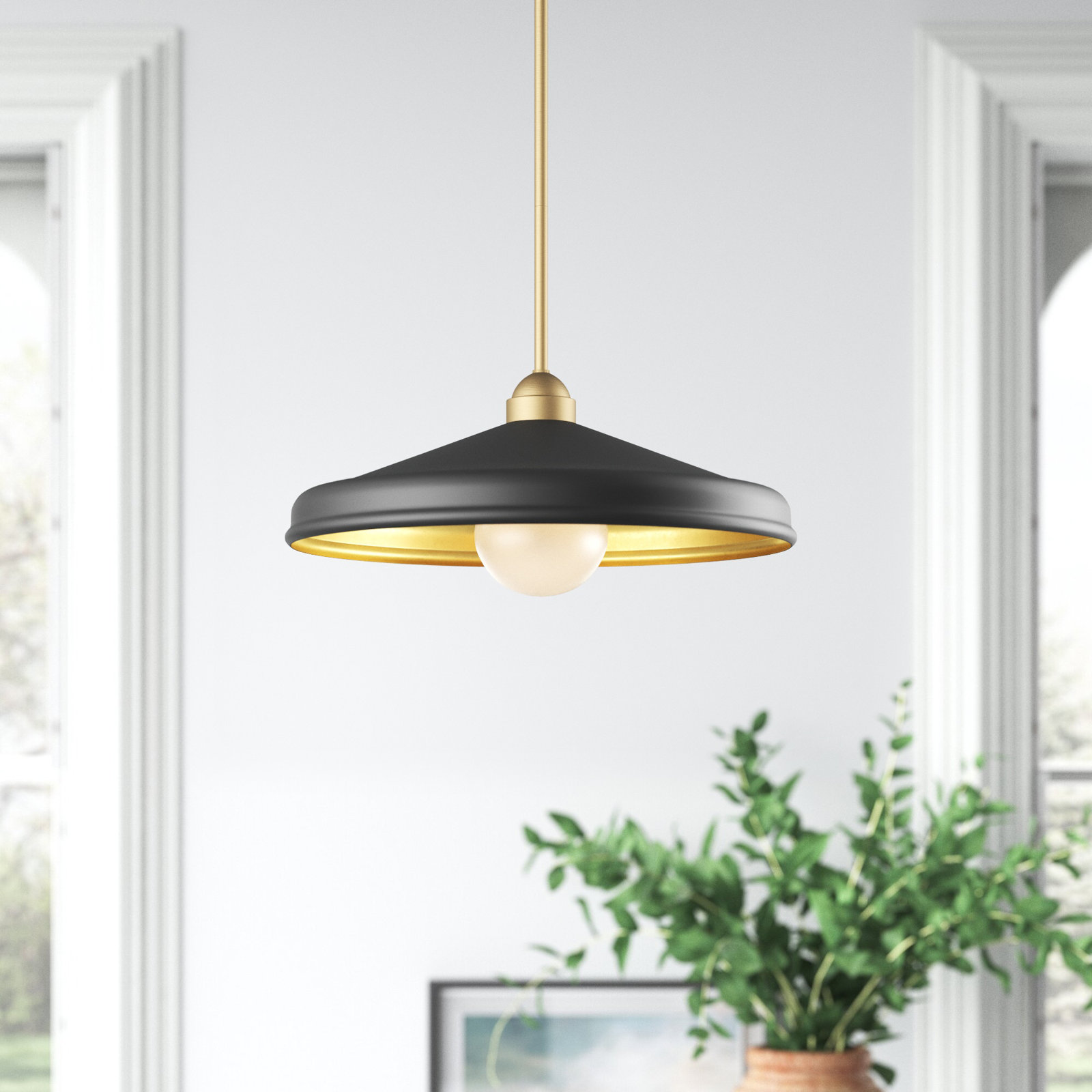 Delilah 18" W Dome Pendant, Black