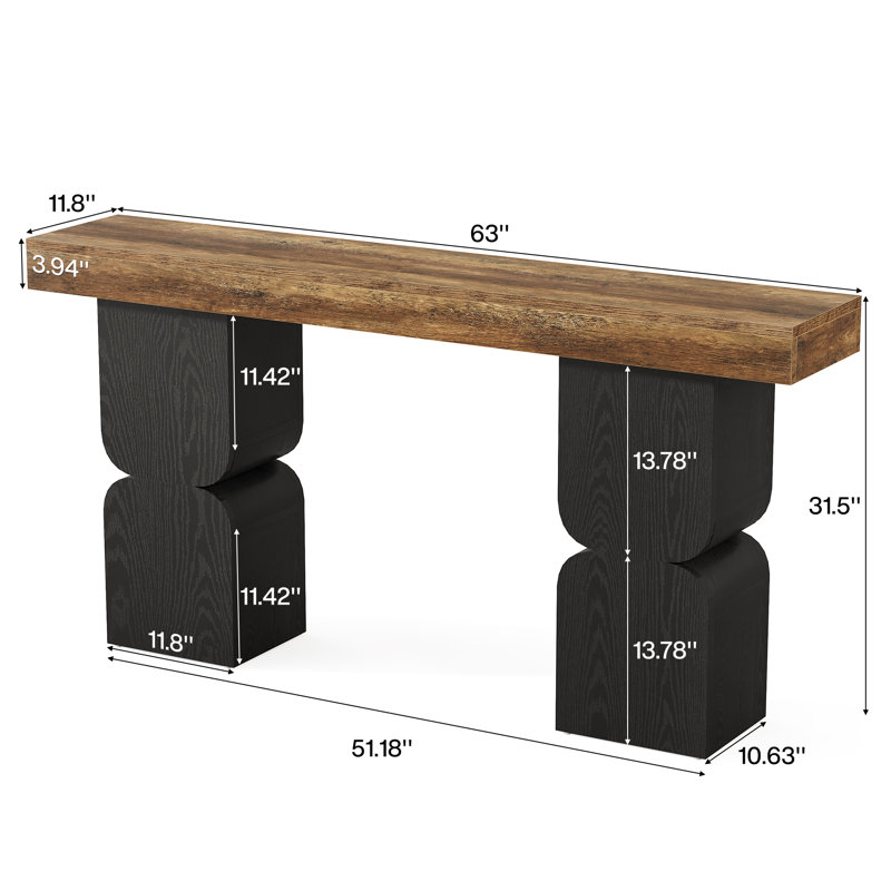 63-Inch Extra Long Console Table, Farmhouse Entryway Table Behind Couch Table