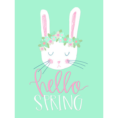 Hello Spring Bunny Head - reproduction sur toile tendue