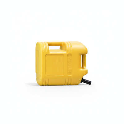 Bidon d'essence jaune de 20 litres, moulé par soufflage, en plastique, pour le stockage d'essence dans un garage, un atelier, pour tondeuse à gazon, tracteur de jardin et autres équipements agricoles. Parfait pour le ravitaillement d'urgence et les travaux extérieurs.