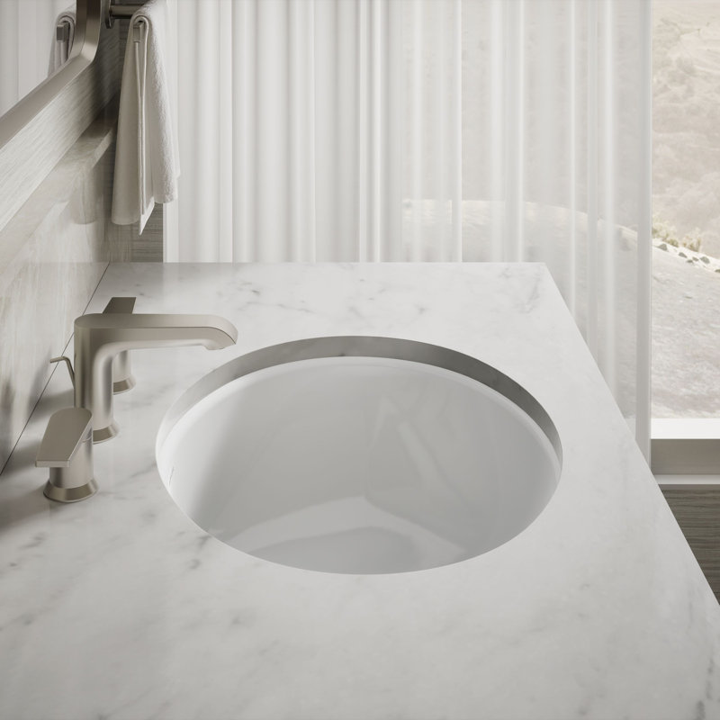 Lavabo de salle de bain ovale encastré en céramique Caxton®, Blanc