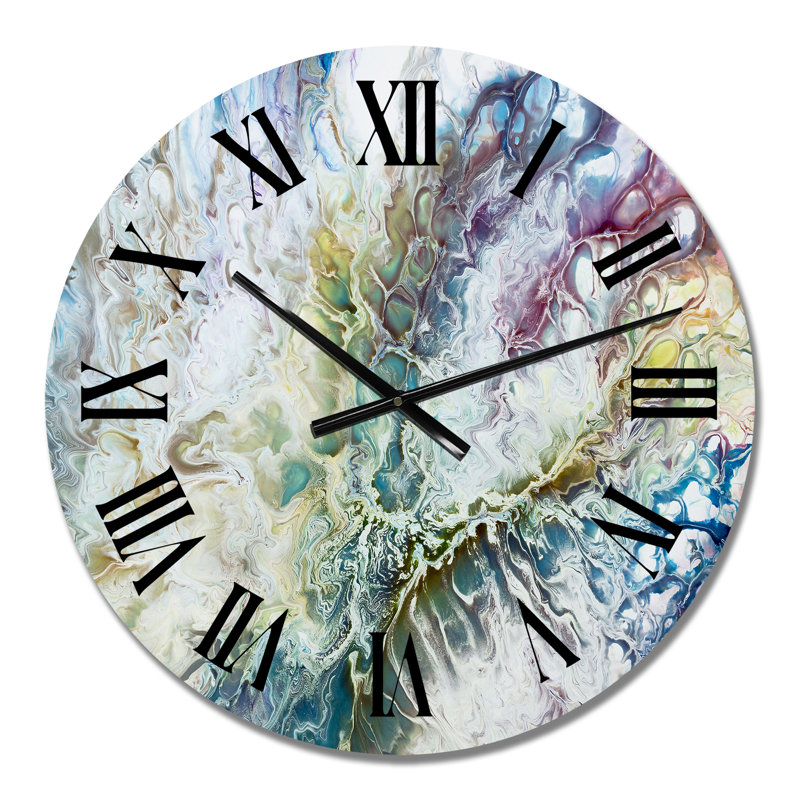 Horloge murale moderne jaune et verte à motif abstrait I, Petit