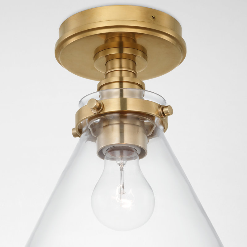Parkington 1 - Light Flush Mount, Antique-Burnished Brass, Clear