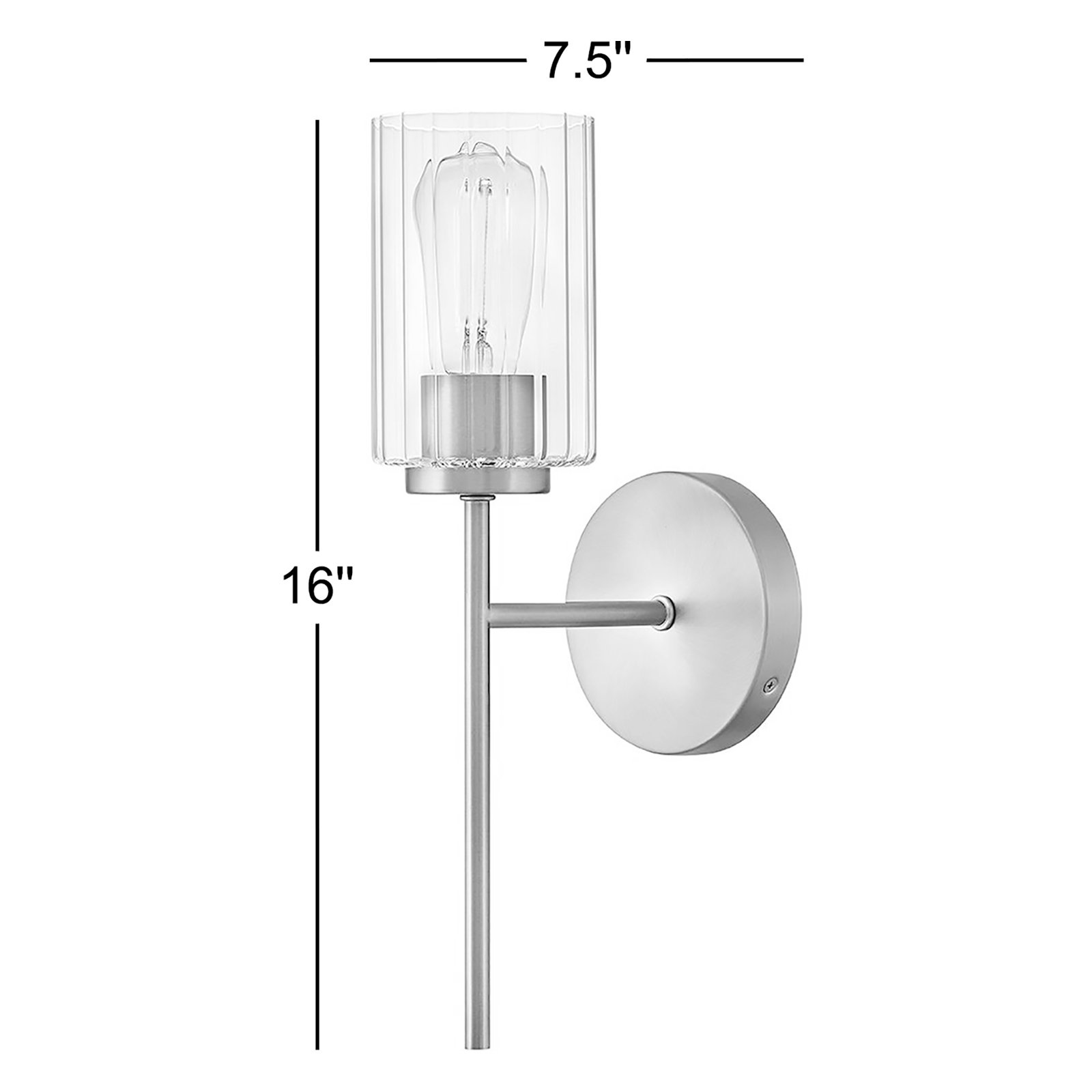 Single Light Bath Vanity Wall Sconce with Clear Ribbed Glass, Bronzea