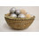 Home&Manor 12" Rattan Hammered Brass Rim Basket