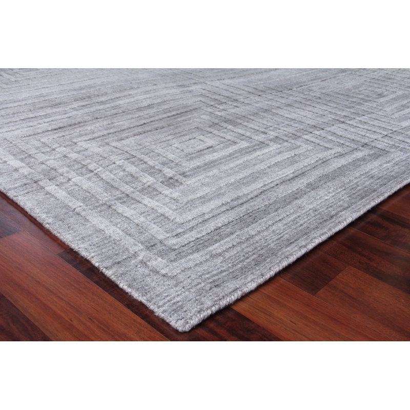 Castelli Geometric Area Rug in Charcoal, Rectangle 6' x 9', Gray