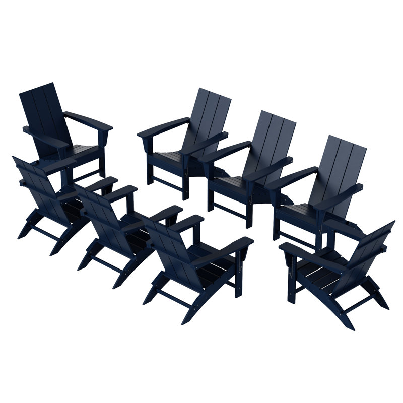 Joubert Foldable Outdoor Adirondack Set, Navy Blue