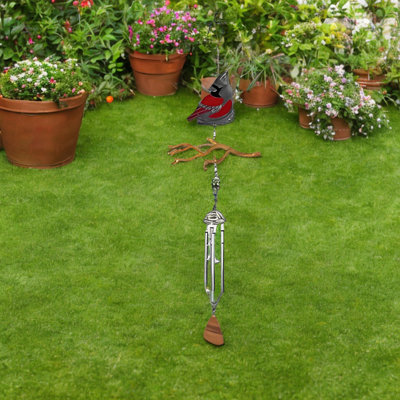 21" Long Cardinal Metal Silhouette Wind Chime
