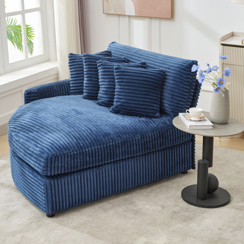 Chaise longue rembourrée avec coussin, Marine, Orienté à droite