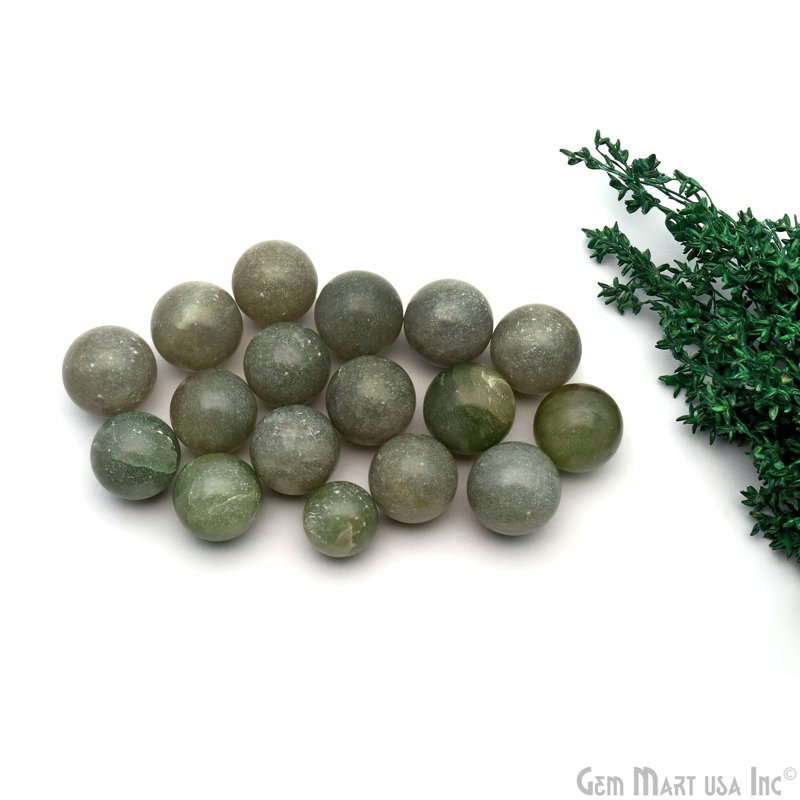 Natural Polished Gemstone Sphere, Decorative Accent, Smooth Ball Home Decor, 15-25mm, Green