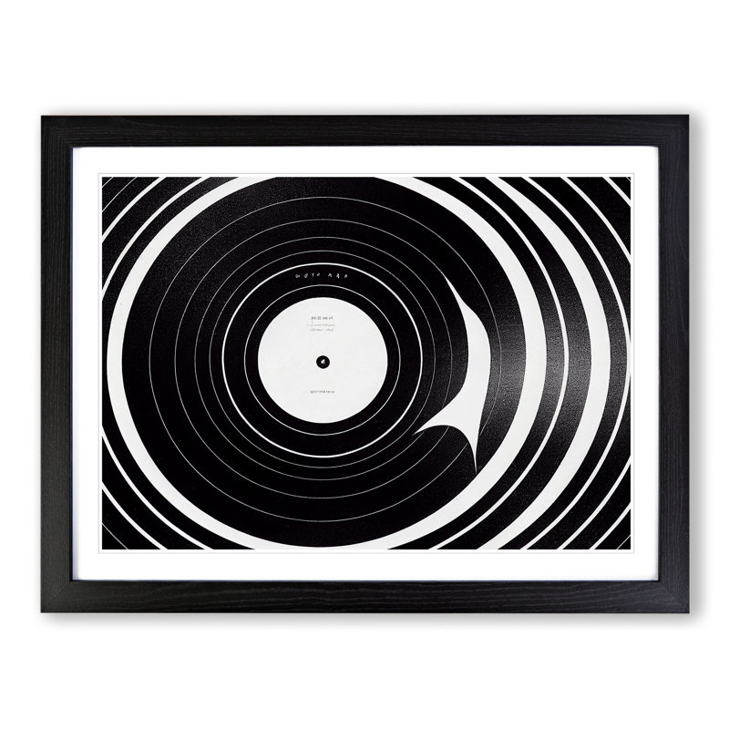 Glowing Vinyl Record - Single Picture Frame Print, Oak, 46cm H x 64cm W x 2cm D