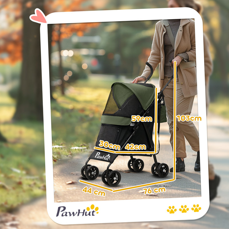 Foldable Pet Jogger Stroller, Dark Green