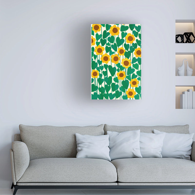 Art sur toile tournesol de Colombi, H 12 po x l 19 po