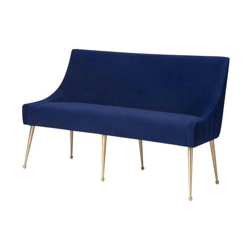 Causeuse en velours sans accoudoirs de 53,94 po Fleener, Bleu marine