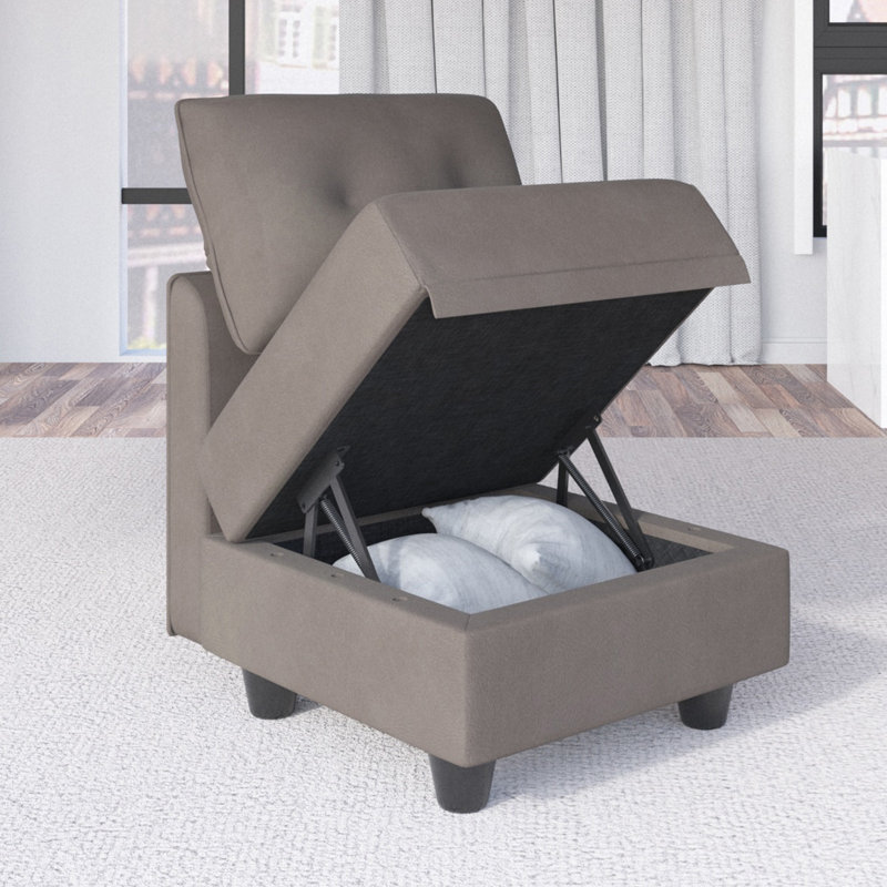 Tomario 25'' Fabric Storage Ottoman, Brown