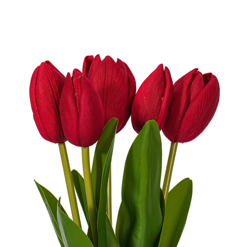 Vickerman 16"H Plum Tulip Bundle of 5., Red