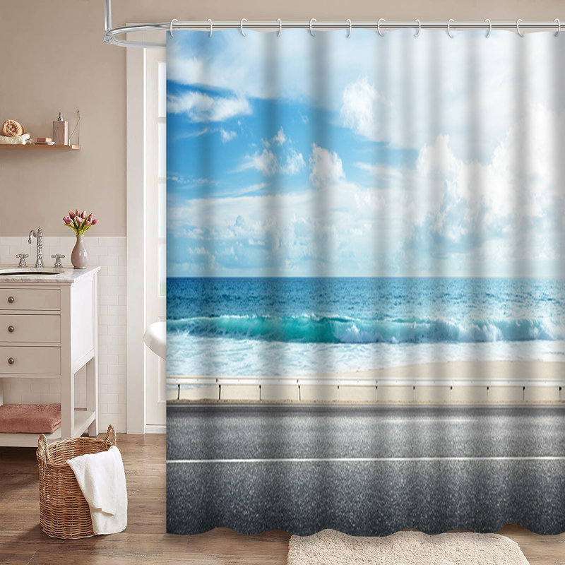 Rideau de douche à 12 crochets Tropical Beach Seaside, L 72 po x l 72 po