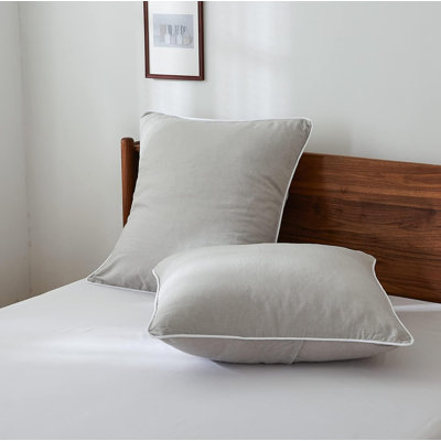 Housse de coussin 100% lin avec passepoil européen, ensemble de 2 housses de coussin 26 "x 26"