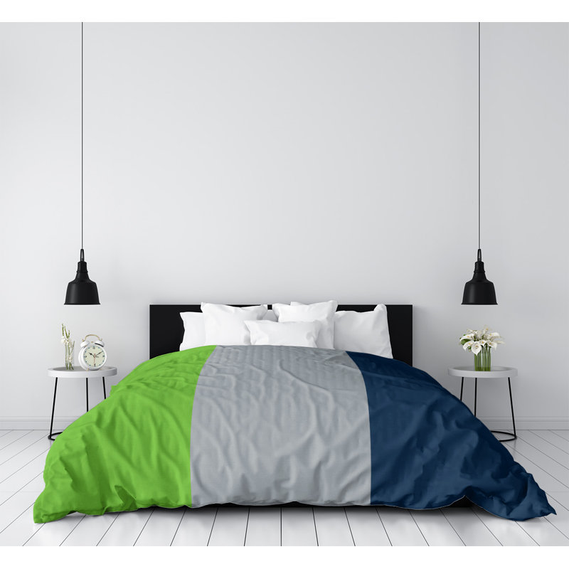 Housse de couette simple à rayures de football arizona Seattle, Housse de couette simple TG, Bleu Air-Force / ardoise