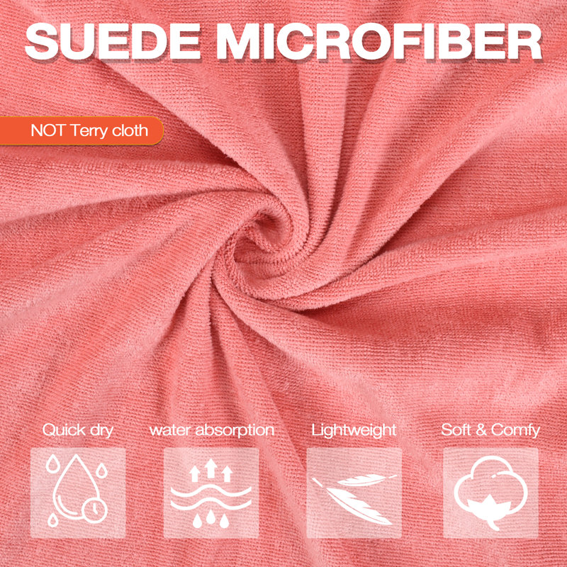 Peignoir en microfibre molletonnée mi-mollet avec poches et capuche, Rose