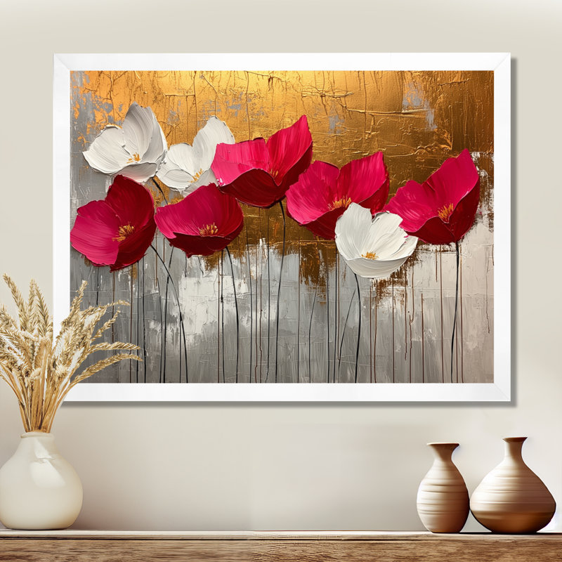 Lozoya - Floral Large Wall Art, H 30 po x l 40 po, Cadre simple, Blanc