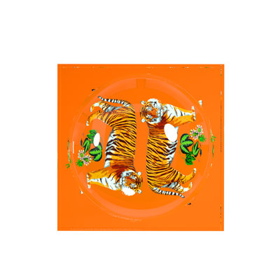 Plat à chat en forme de tigre orangé