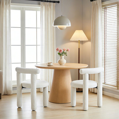 Chaises de salle à manger modernes en sherpa avec dossier incurvé et chaise d'appoint sans accoudoirs pour la salle à manger / salon