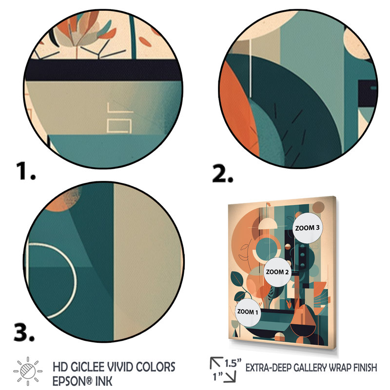 Impression sur toile encadrée orange et verte Mid Century Momentum II, H 40 po x l 30 po x P 1,5 po, Toile tendue