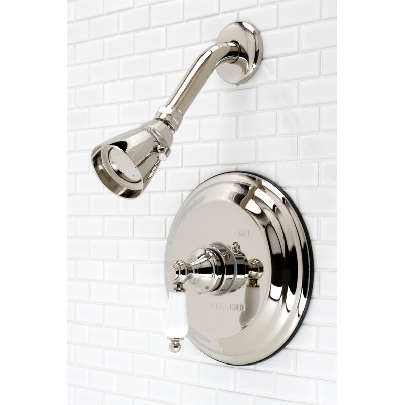 Robinet de douche rétro avec valve brute, Nickel poli